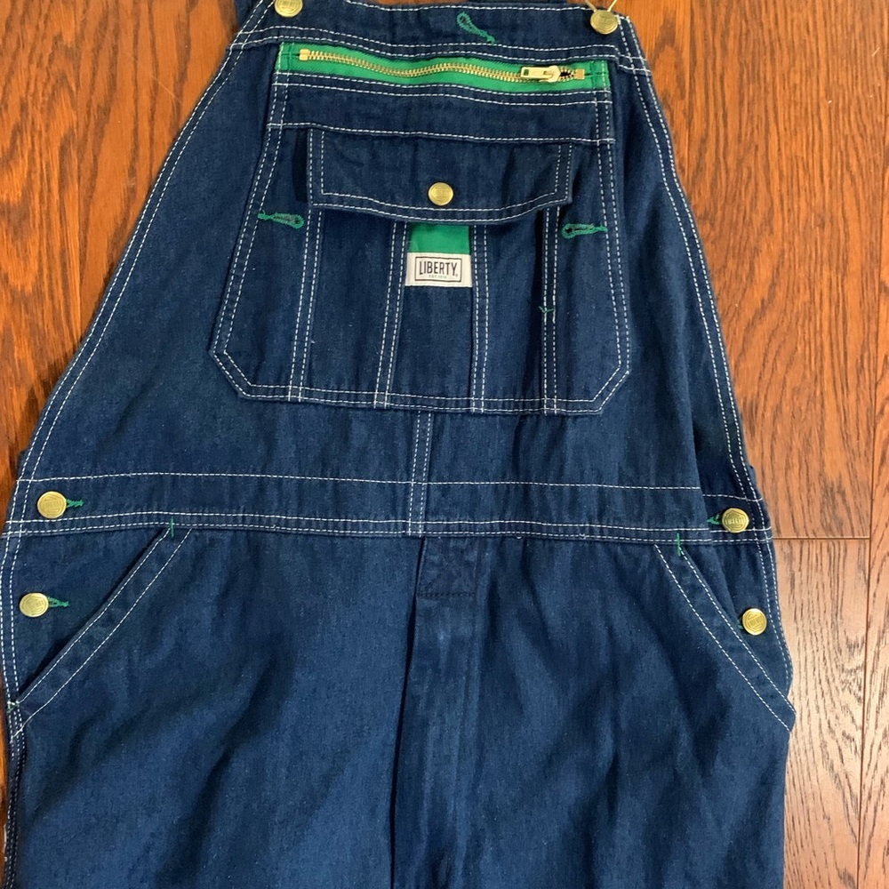 Liberty Dark Blue Overalls with Green Details